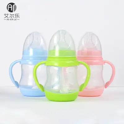 Anti-Kolik Baby-Trinkflasche mit Strohhalm, abnehmbar, PP, auslaufsicher
