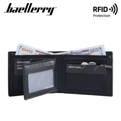Erkek kısa cüzdan, PU karbon fiber, RFID korumalı, fermuarlı madeni para bölmeli - 5