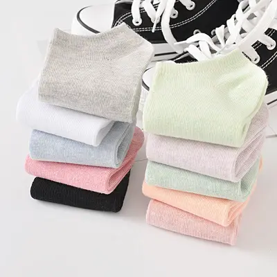 Solid color cotton socks for women, candy color plain women's socks, invisible neckline short socks, invisible socks, skin tone socks, Zhuji socks wholesale.