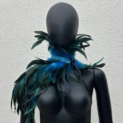 Gotik tarz 11 renk tüy şal, sahne ve maskeli balo kostüm aksesuarı - 7