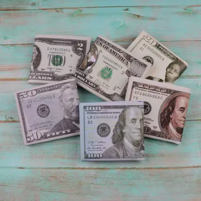 Men's Short Wallet with Realistic Dollar Banknote Design - 5