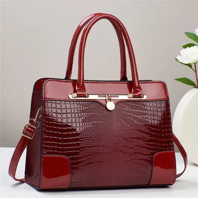 Crocodile Pattern Women's Crossbody Bag, Casual Mom Bag - 5
