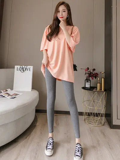 Modal Nine-Point Leggings for Women, Cotton, Spring and Autumn - 9