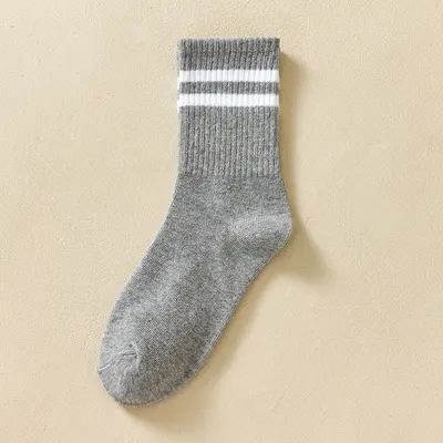 Damen- und Herren-Lange Socken, einfarbig und gestreift im College-Stil, alle Jahreszeiten - 7