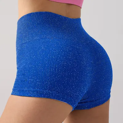 Шорты для йоги Silver Silk с высокой талией и контролем живота, укороченные фитнес-шорты для женщин с эффектом «персиковых ягодиц», подтягивающие ягодицы, спортивные шорты без видимых швов под одеждой - 12