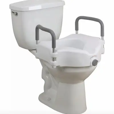 Erhöhter Toilettensitz mit abnehmbaren Armlehnen, Badezimmer-Sicherheitshilfe