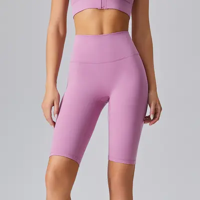 Kadın Yüksek Bel Yoga Şortu, Üç Çeyrek Dar Kesim Koşu ve Fitness Pantolonu - 11