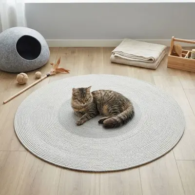Nordic Woven Cat Scratch Mat, Durable, Cotton Rope - 9