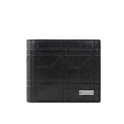 Men's Short Wallet with Plaid Pattern and Coin Pocket - 5