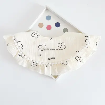 Baby Cotton Gauze Bib, Waterproof, 360 Adjustable - 12