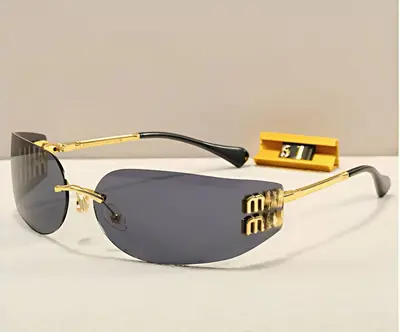 Miujia smua51s Narrow Rimless Sunglasses, Tea-Colored, Women's - 7