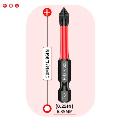 PH2 Manyetik Kaymaz Çapraz Bit Seti 25-150mm Tornavida Ucu Yüksek Sertlik Elektrikli Tornavida Aracı - 8