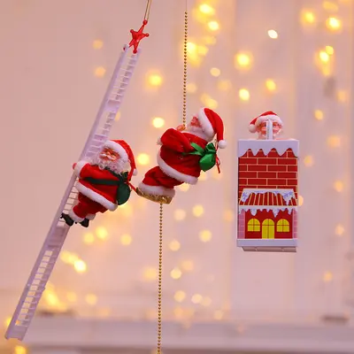 Elektrikli Noel Tırmanan Boncuklar Noel Baba Evi Çocuk Oyuncağı Süsleme