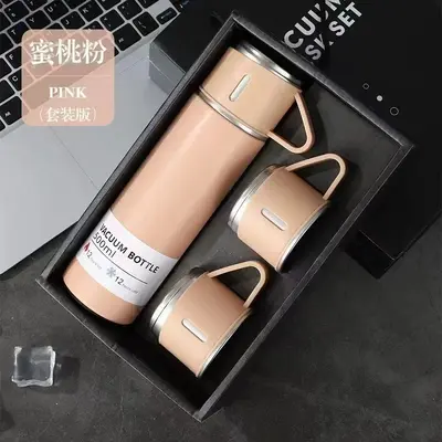 Portable Stainless Steel Thermos Cup with Three Lids, Gift Box Set - 10