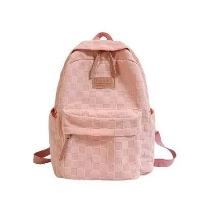 Large Capacity Plaid Schoolbag Backpack for High School and College Students - 8