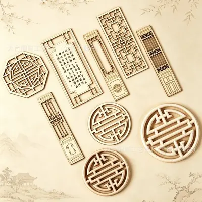 Yeni Çin tarzı antika paravan ahşap dekorasyon aksesuarları ahşap bardak altlıkları fincan altlıkları kase altlıkları DIY ahşap süsler