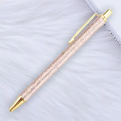Gold Glitter Click Ballpoint Pen with Printable Logo, Advertising Pen - 7