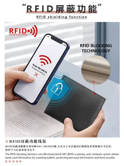 Genuine Leather RFID-Blocking Men's Coin Wallet with Card Slots - 5