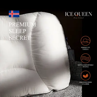 Queen Size Goose Down Pillow Insert, 48x74 cm, Low Profile