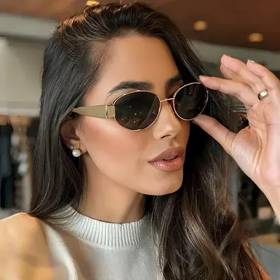 Retro-Sonnenbrille mit ovaler Form und UV-Schutz