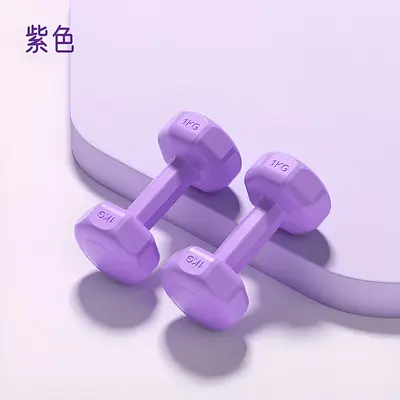 哑铃女士居家健身家用力量锻炼实心浸塑壶铃练臂初学者包胶小哑铃 - 11