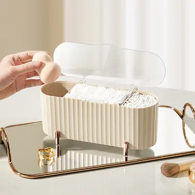 Cotton storage box for cosmetic pads, transparent lid