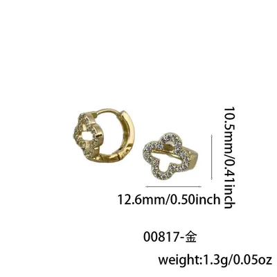 Vierblättriges Kleeblatt Diamant Ohrringe Damen, Ohrklemme