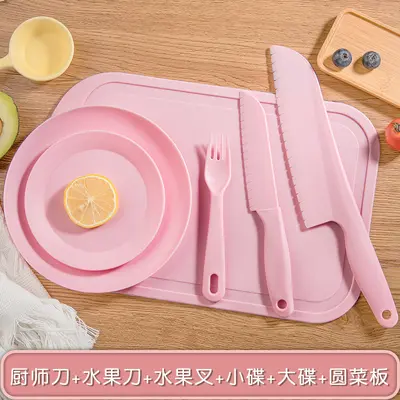 Çocuk mutfak bıçağı kesme tahtası seti plastik - 8