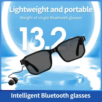 Smart Bluetooth glasses with integrated headphones and voice reading