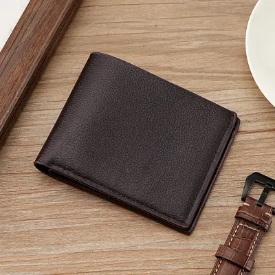 Men's Leather Bifold Short Horizontal Wallet - 8