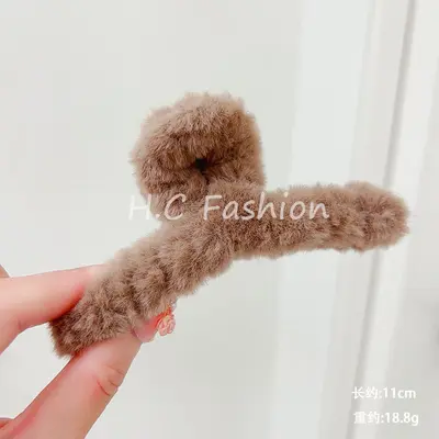 Kadınlar için kalın saçlı, kabarık pençe tokalı, arka saç topuzu için köpekbalığı tokalı, ekstra büyük, sade, çok yönlü moda peluş saç tokası. - 8