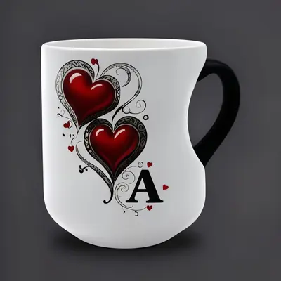 Cross-border Heart Black Color-Changing Ceramic Coffee Mug, Creative High-Value Gift Cup, Fun Household Water Cup