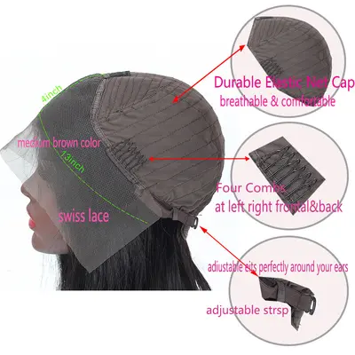 4x4 Lace-Closure Echthaar-Perücke Vollkopf - 9