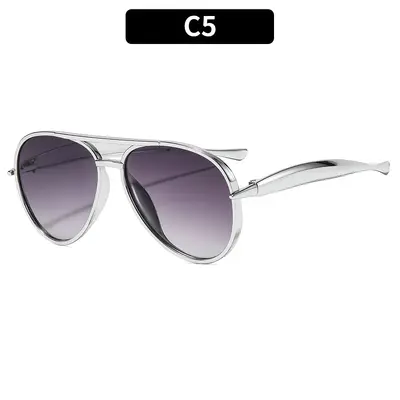 Retro-Sonnenbrille mit Doppelsteg und großem Rahmen - 11