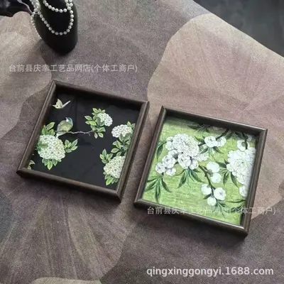 Purple Peony Square Decorative Tray, Art Tea Tray