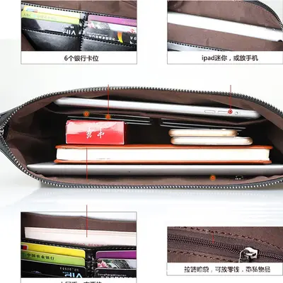Herren-Handtasche mit Reißverschluss, Oxford-Gewebe, lässige Handgelenktasche - 4
