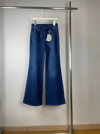 MOTHER yüksek bel düz paça kot pantolon, lacivert, tam boy