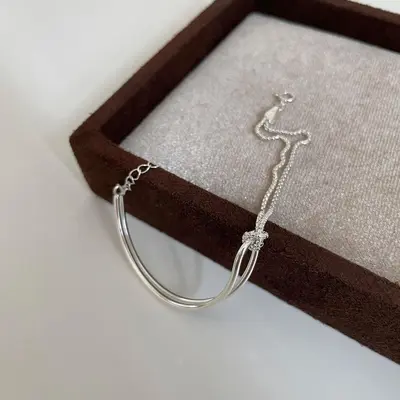 Cross-border best-selling Temu product: unique electroplated 925 knotted double chain bracelet for women.