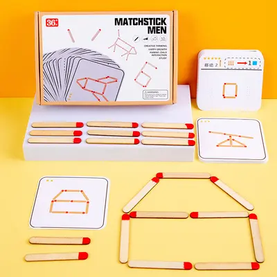 Kinder-Streichholz-Puzzle-Brettspiel, Geometrie und Logik - 3