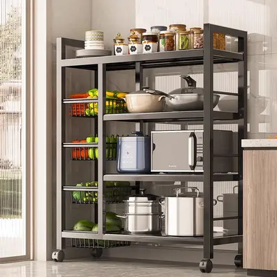 Kitchen storage shelf multi-layer mobile vegetable basket - 5