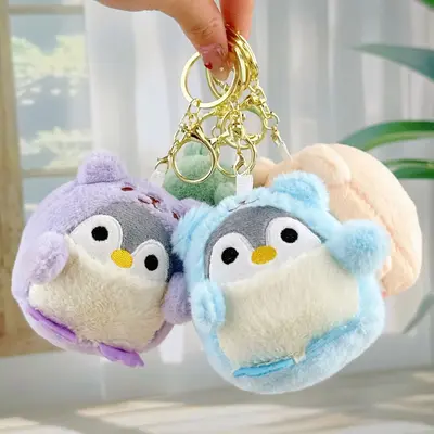 Karikatür Sevimli Çapraz giyinme Penguen Bebek Douyin Aynı Stil Giydirme Küçük Penguen doldurulmuş Oyuncak Kolye Bebek 8 CM - 2