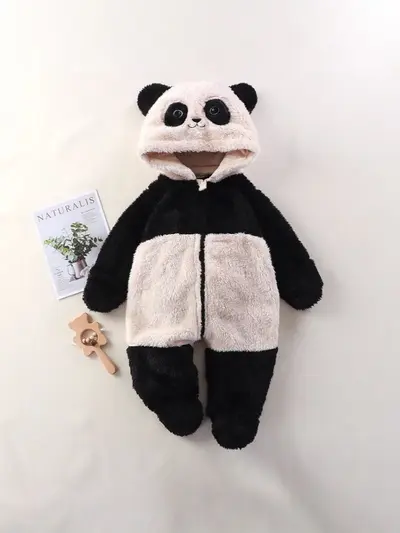 Bebek Ev Tulumu, Sonbahar ve Kış, Sevimli Panda Tavşan Ayı Desenli Peluş Tulum