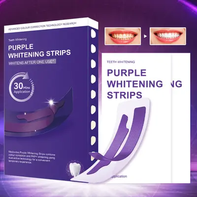 Grenzüberschreitender neuer V34 Violett Zahnaufhellungsstreifen Whitening Strips Zahnbleaching-Streifen aufhellend entgelbend leuchtend weiße Zahnstreifen