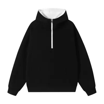 Herren-Kapuzensweatshirt, Half-Zip, Baumwolle, Herbst-Winter - 7