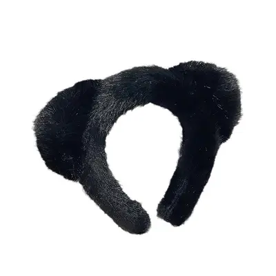 Imitation Mink Plush Headband with Bear Ears for Women