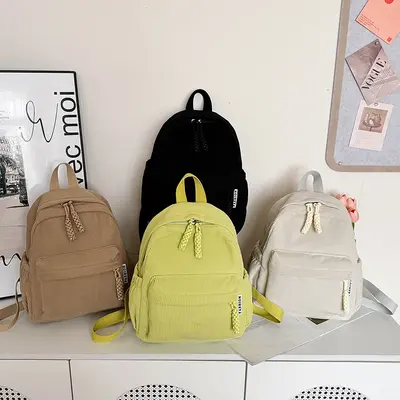 Lightweight Solid Color Large Capacity Student Backpack