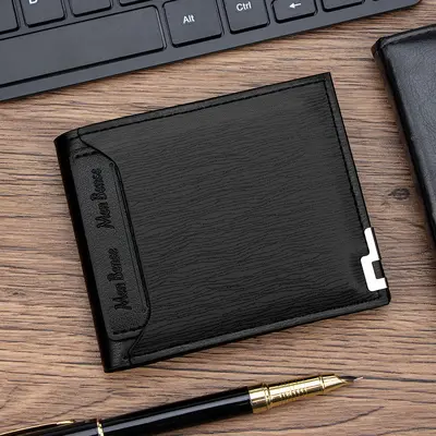 Men's Short Wallet, Multi-Function Card Holder and Coin Purse, Metal Edge - 6