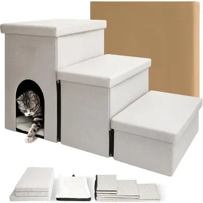 Foldable Pet Dog Stairs for Bed and Sofa, Small Dog Climbing Steps - 7