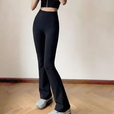 High-Waist Flared Yoga Pants, Micro-Brushed Fabric, Butt Lift, Pilates - 7