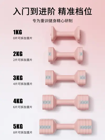 New Ladies Adjustable Dumbbell 5kg Pair Electroplated Steel Fitness Home Handheld Mini Dumbbell Barbell Set - 5
